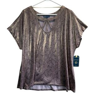 Democracy Metallic Snake Print Top. Size XL NWT